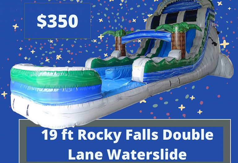 19 ft double lane hybrid rocky top slide