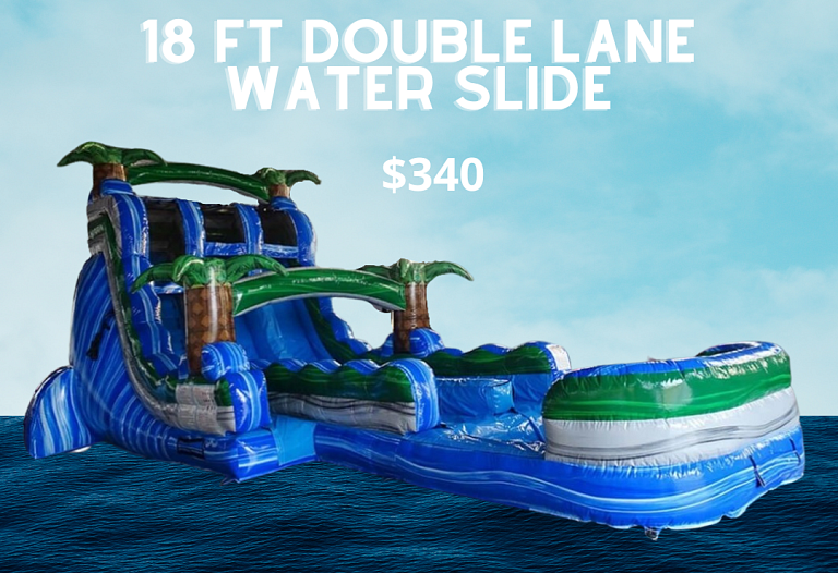 18 ft blue double lane water slide