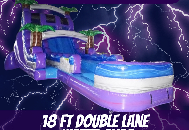 18 Ft Purple Double Lane Water Slide